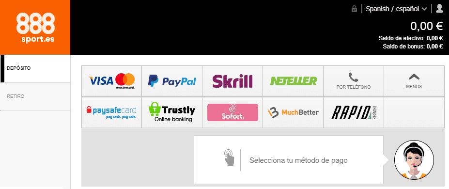 metodos de pago e ingreso 888