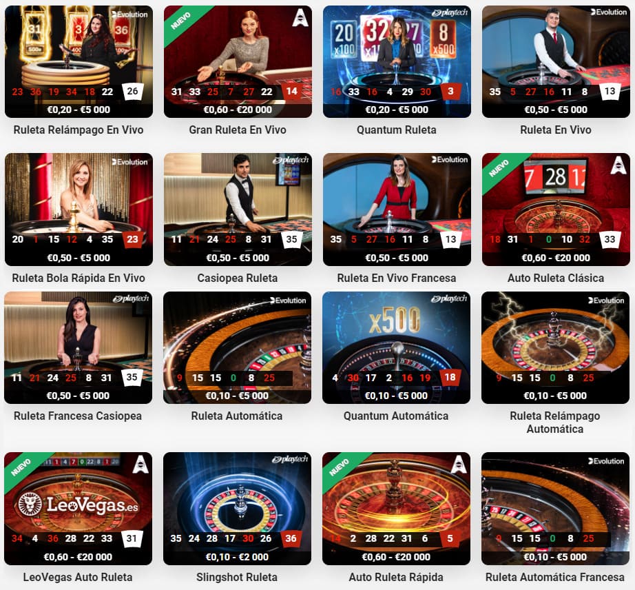 16 Ruletas en Vivo - LeoVegas Casino