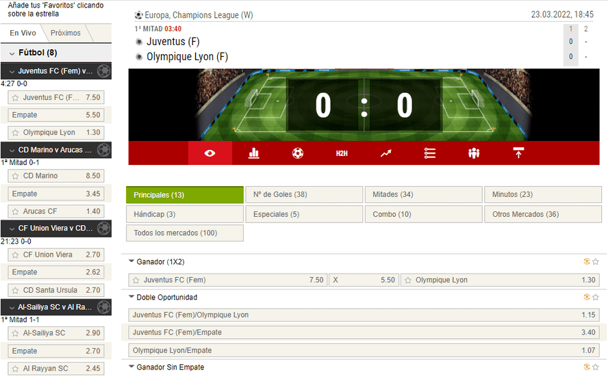 apuestas en directo Sportium
