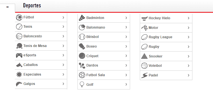 deportes disponibles