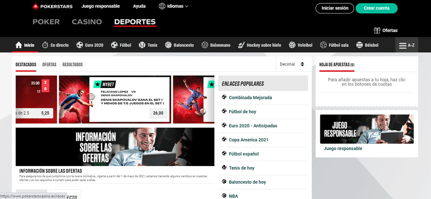 versión web pokerstarssports