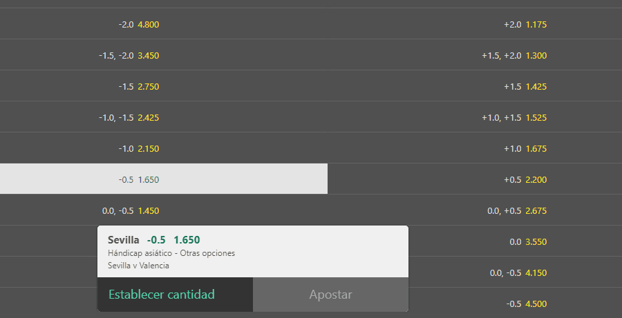 handicap asiatico -0.5