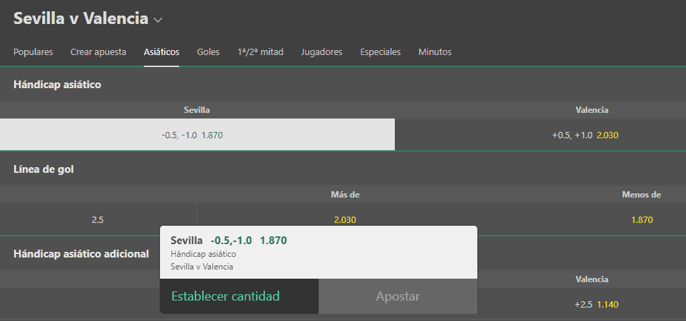 handicap asiatico -0.5,1.0