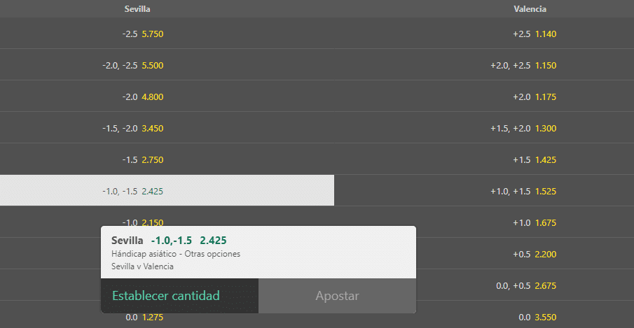 handicap asiatico -1.0,-1.5