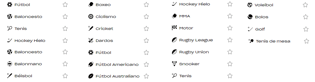 oferta de deportes