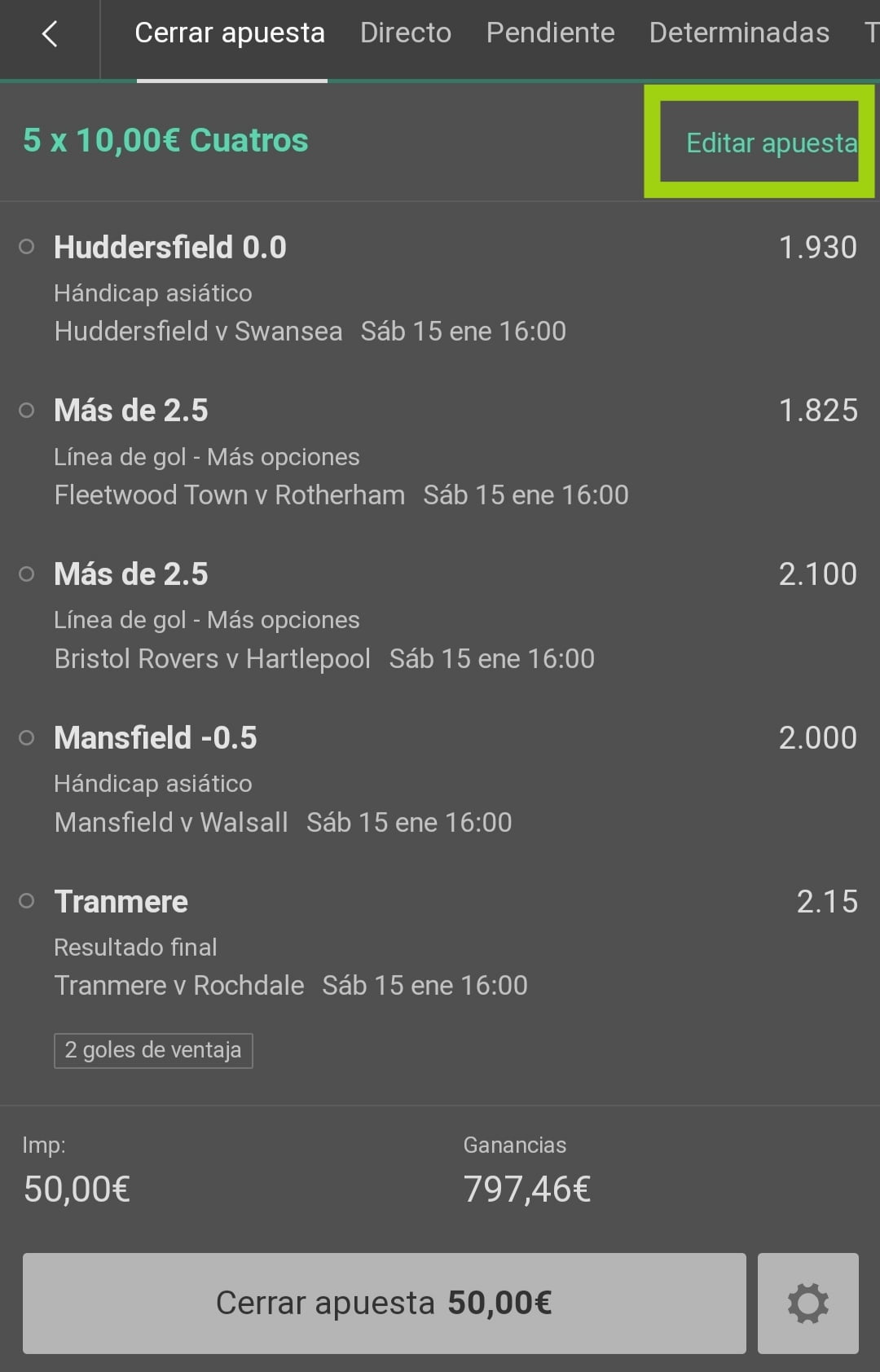 Cómo funciona editar apuesta en Bet365