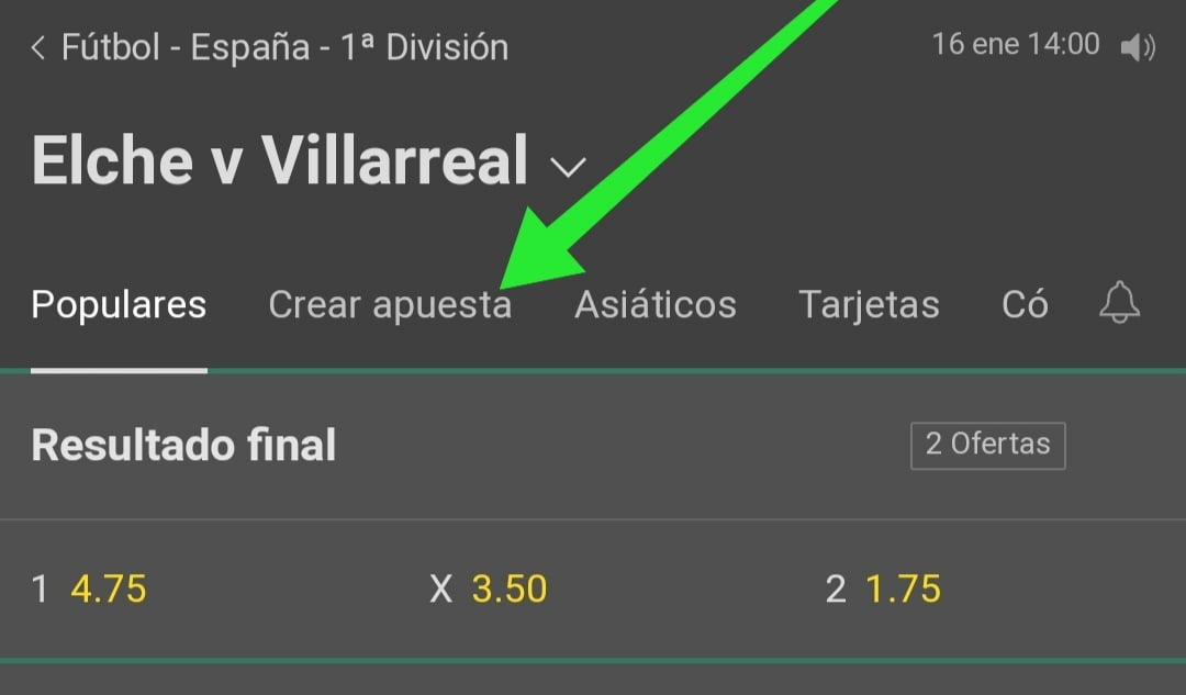 Cómo Crear apuesta en Bet365 -paso 1