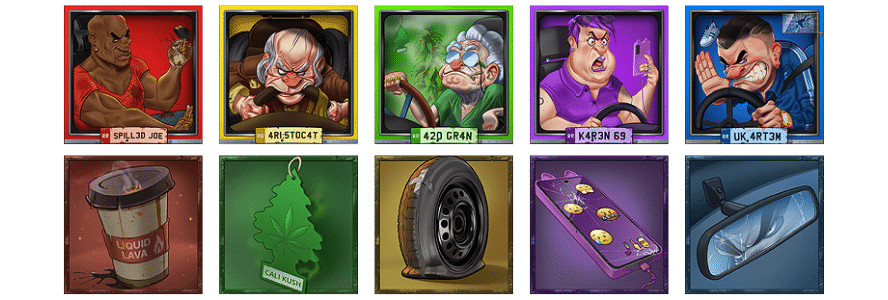 Símbolos Slot Road Rage