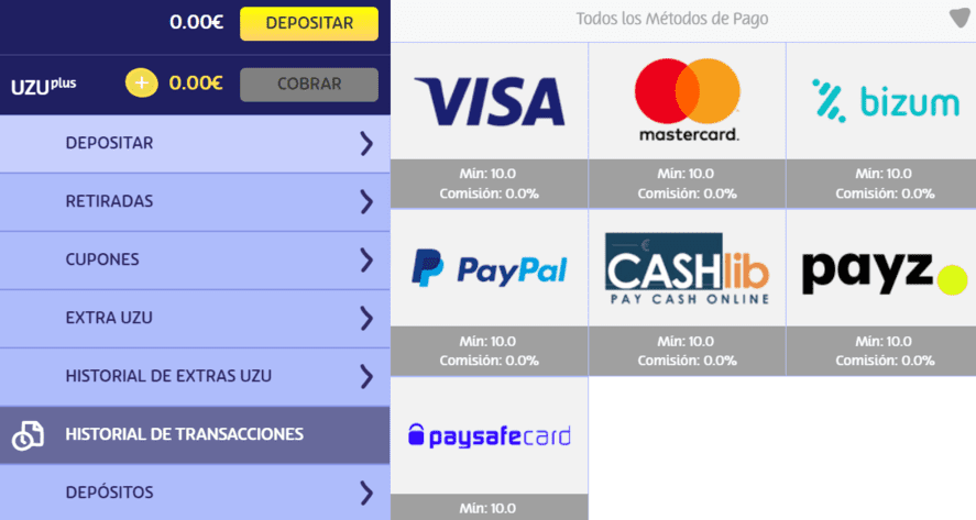 metodos de pago playuzu